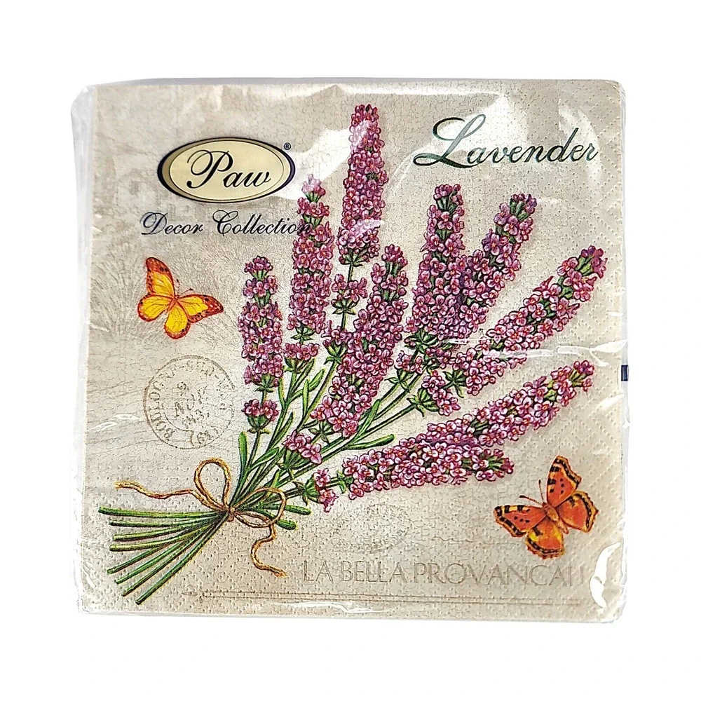 Vintage Lunch Decoupage Napkins Lavender Butterflies Open Package Of 19